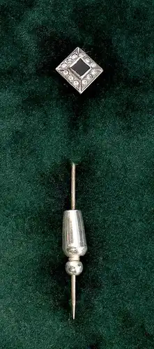925er Silber Nadel / Brosche mit Onyx u. Swarovski-Steinen 9901628