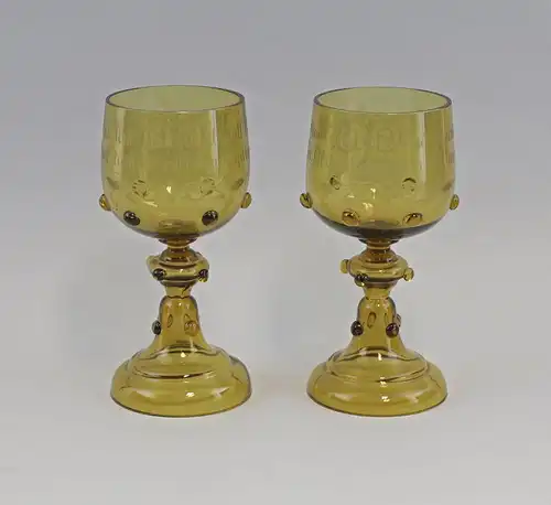 99835365 Paar Glas Pokale Historismus handgeschliffen 19. Jh.