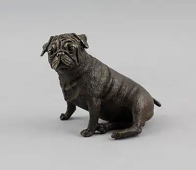 9937470 Bronze-Bulldogge sitzend Skulptur brüniert 12x5x9cm