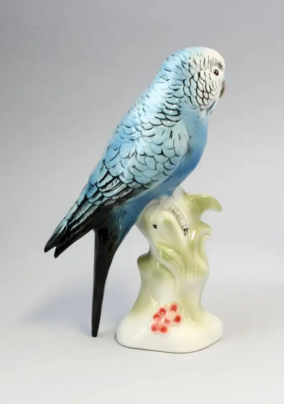 Porzellan-Figur Wagner & Apel Wellensittich Vogel blau H20cm 9942088 2