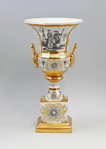 9937564-dss Porzellan Amphore Amphoren-Vase Pokal Klassizistisch H33cm