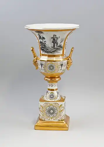 9937564-dss Porzellan Amphore Amphoren-Vase Pokal Klassizistisch H33cm