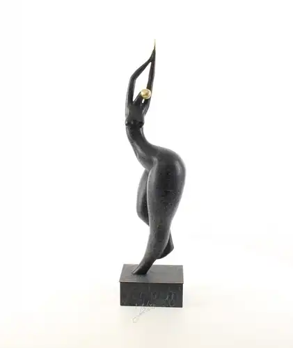 9937173-dss Moderne Bronze Skulptur Figur Frau Akt stilsiert 68x15x17cm