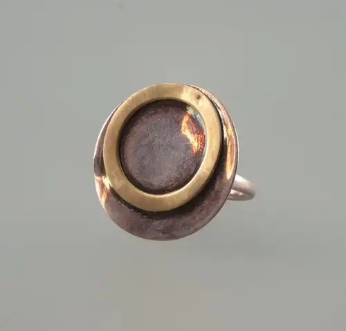 925er Silber Ring geometrische Kreise  partiell vergoldet Gr.53 9903010
