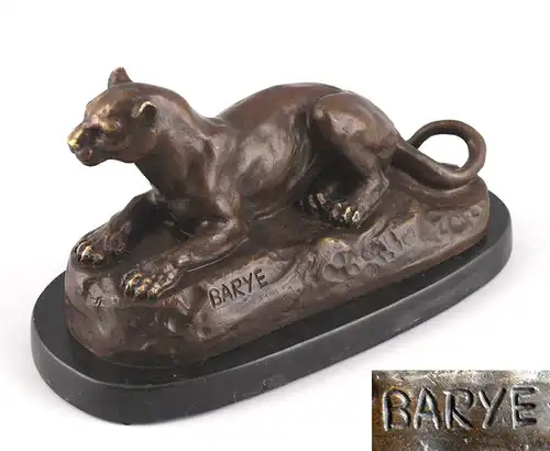 9937127 Bronze Skulptur Figur Jaguar sign.Barye 13x13x24cm