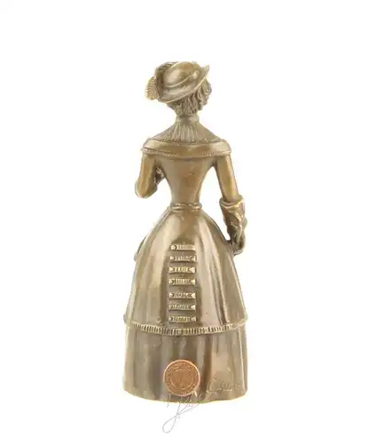 Bronze Figürliche Glocke elegante Dame Frau mit Hut Figur neu 99937653-dss