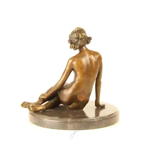 9937208-dss Bronze Skulptur Figur Akt Nackte sitzend Jugendstil 17x19cm