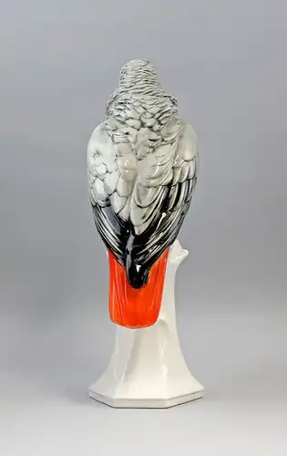 Vogel Porzellan Figur Großer Grau-Papagei Ens H39cm 9941433
