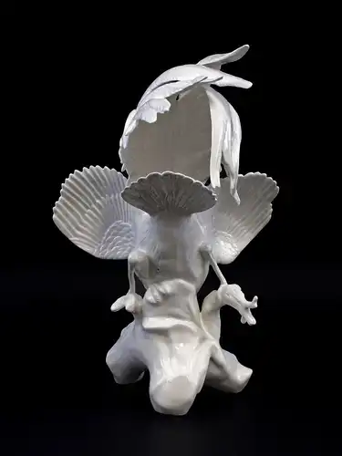 9959305 Porzellan Ens Figur großer Paradiesvogel weiß H30cm