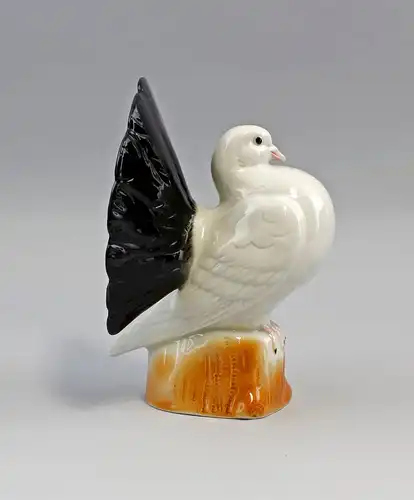 Porzellan Figur Vogel Pfauen-Taube Zuchttaube schwarz/weiß H17cm 9942562