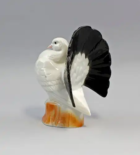 Porzellan Figur Vogel Pfauen-Taube Zuchttaube schwarz/weiß H17cm 9942562