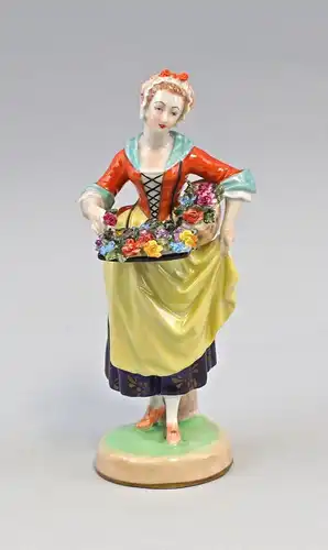 8240036 Porzellan-Figur Blumenfrau Potschappel Dresden Aufglasurmalerei