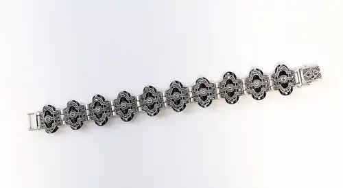 9927028 925er Silber Onyx-Markasiten-Armband Art deco