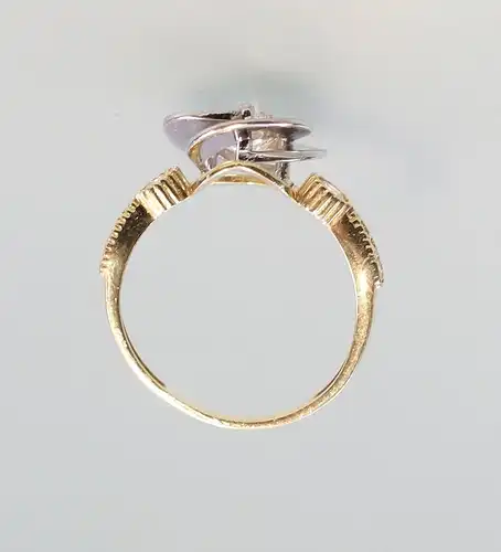 8325101 585er Gold Designer-Ring Blüte mit weißen Steinen und Zirkonia