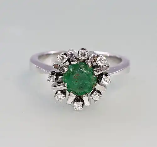8325064 585er Gold Smaragd Brillant Ring Art deco