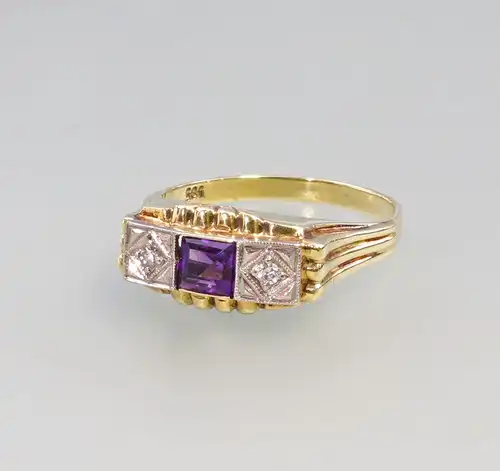 8325038 585er Gold Amethyst Brillant Ring Art deco