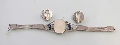 8325113 800er Silber Lapislazuli-Trachten-Armband mit Ohrclips 19.Jh.?