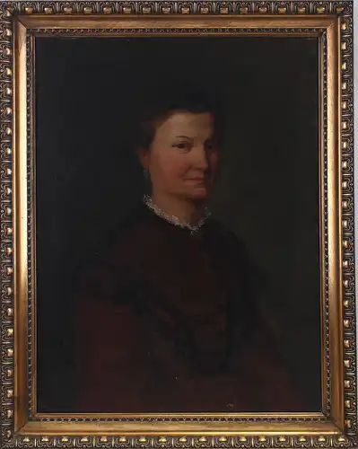 8360007 Ölgemälde signiert Graef Porträt einer Dame 1872 Gründerzeit Stuckrahmen