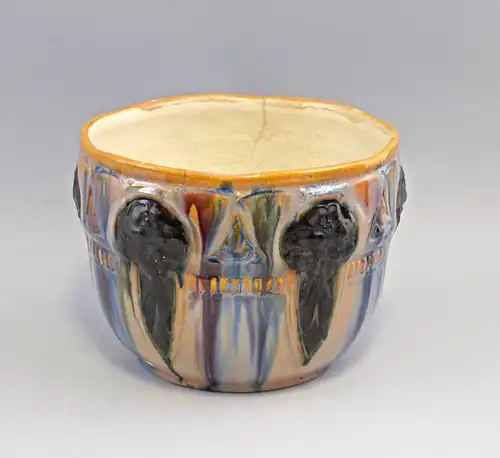 8345004 Keramik Cachepot Übertopf Jugendstil um 1905 Laufglasur