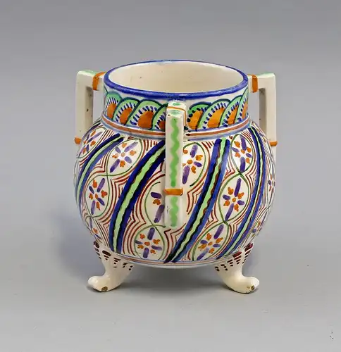 8345013 Keramik Henkel-Vase Jugendstil um 1915 in Fayence-Art