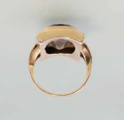 8325139 585er Gold Ring mit Rauchquarz Gr. 54 Handarbeit 19. Jh.