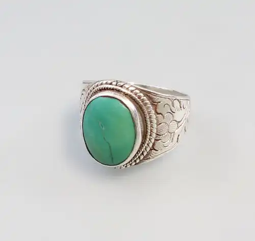 8325078 925er Silber grüner Türkis-Ring Gr.68 Herren-/Damen-Ring