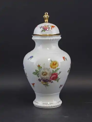 8340136 Porzellan Deckel-Vase Bareuther Blumendekor