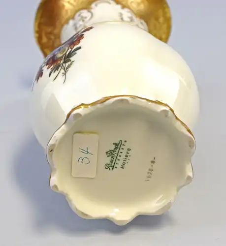 8340052 Porzellan Vase Rosenthal Moliere um 1950 Blumendekor
