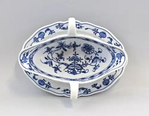 8340012 Porzellan Sauciere Teichert Zwiebelmuster Blaudekor um 1900 Handmalerei