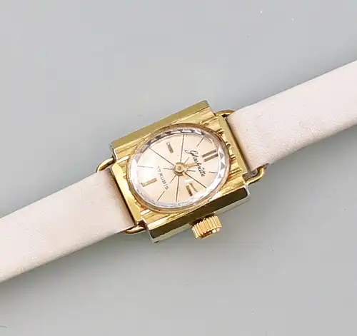 8320007 Vergoldete Damen-Armbanduhr Glashütte Retro 70er Jahre