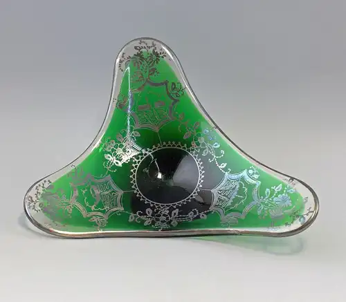 8335068 Glas Designer Schale Murano Kristallglas 50er/60er Jahre Silberauflage
