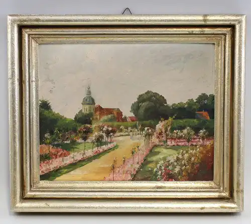 8360082 Öl-Gemälde Ansicht von Schloss Christiansburg Eisenberg Schlossgarten