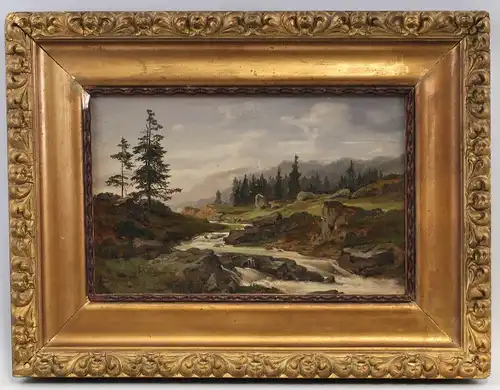 8360067 Öl-Gemälde signiert Friedrich Metz Alpen Landschaft Gebrigsbach