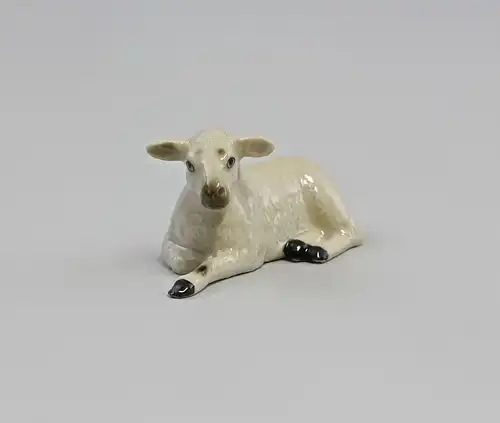 Miniatur Porzellanfigur Schaf liegend 4,7x2cm 9982077