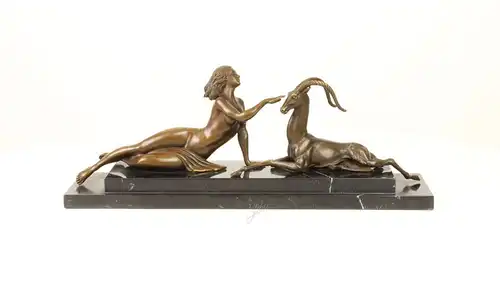 Bronze Skulptur Amazone mit Antilope Figur neu erotisch 99937660-dss