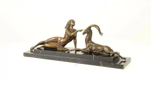 Bronze Skulptur Amazone mit Antilope Figur neu erotisch 99937660-dss