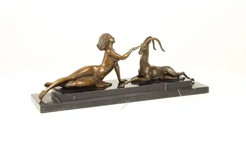 Bronze Skulptur Amazone mit Antilope Figur neu erotisch 99937660-dss