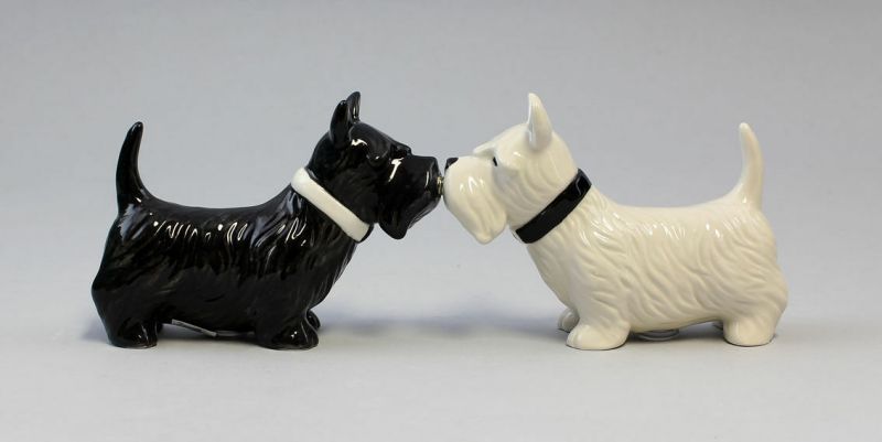 9976031 Salz/Pfeffer Streuer Scottish Terrier Hund Keramik H8cm Nr