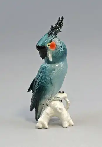 9959201 Ens Porzellan Figur Vogel Kakadu graublau H20cm