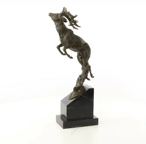 9973480-dss Bronze Skulptur Figur springender Hirsch 50x10x20cm