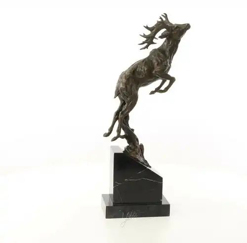 9973480-dss Bronze Skulptur Figur springender Hirsch 50x10x20cm