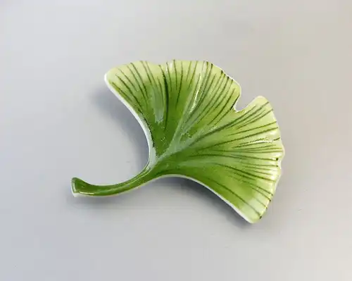Grüne Ginkgo-Blatt Porzellan Brosche Kämmer 6x5cm 9944240