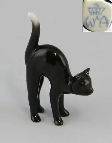Porzellan Figur Wagner & Apel schwarze Katze Morle Karikatur 6x9cm 9942225