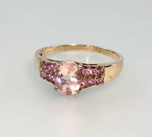 99825537 Ring mit rosa Steinen 925er Silber vergoldet Gr.65