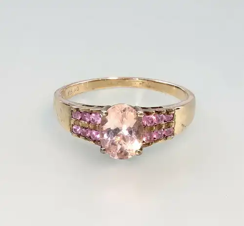 99825537 Ring mit rosa Steinen 925er Silber vergoldet Gr.65