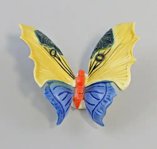 9959499 Porzellan Figur Wand-Schmetterling blau-gelb Ens 9x7x4cm