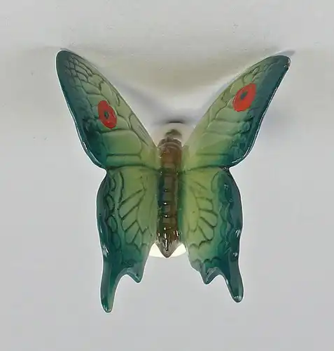 9959470 Porzellan Figur Wand-Schmetterling grün Ens 6x5x4cm