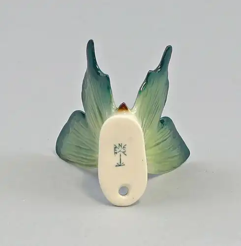 9959470 Porzellan Figur Wand-Schmetterling grün Ens 6x5x4cm