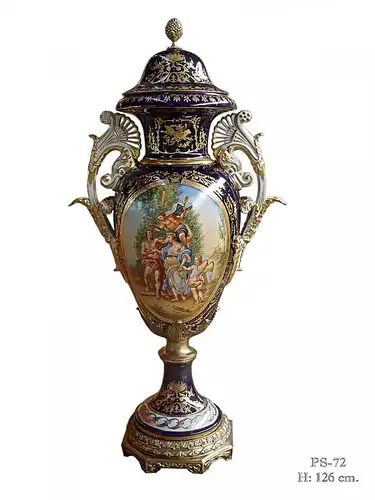 9973509-dss Zweihenklige Porzellan Vase mit Deckel Deckelvase H126cm neu