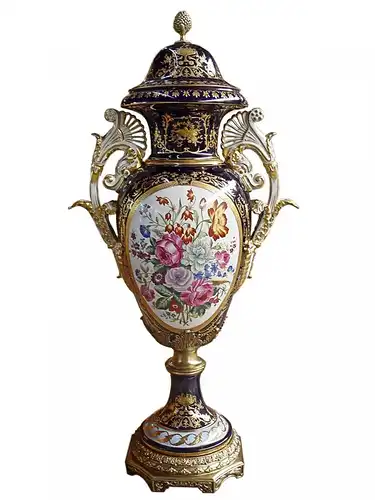 9973509-dss Zweihenklige Porzellan Vase mit Deckel Deckelvase H126cm neu